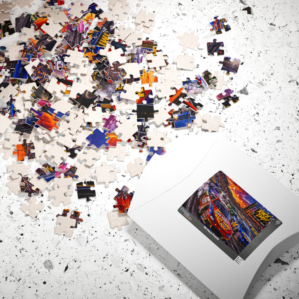Race Day Car Racing Puzzle — "Live Fast Race Hard" Jigsaw (110–1014 pcs)