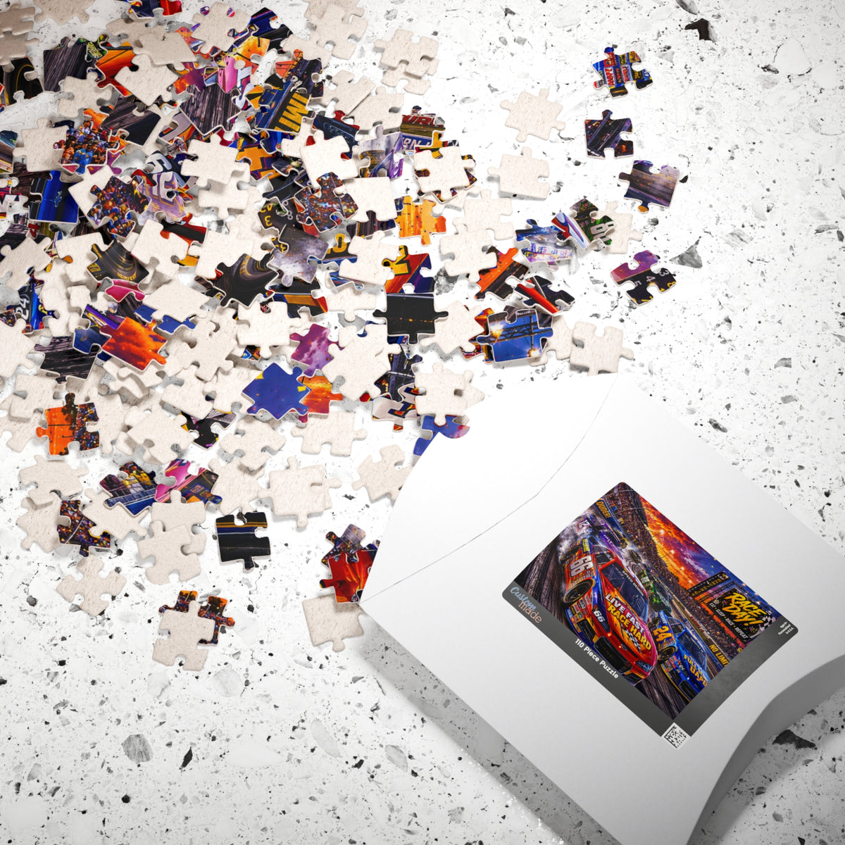 Race Day Car Racing Puzzle — "Live Fast Race Hard" Jigsaw (110–1014 pcs)
