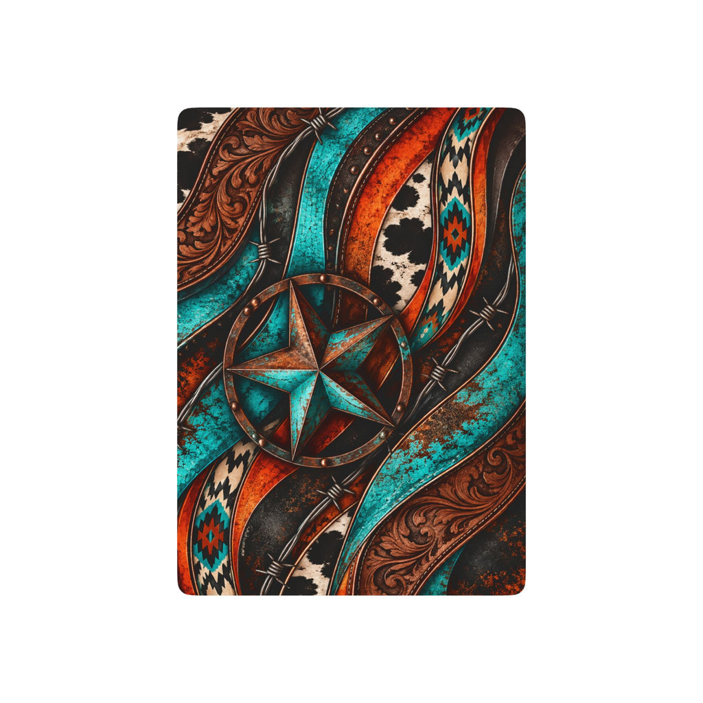 Western Aztec Star Poker Playing Cards — Turquoise & Rust Designer Deck