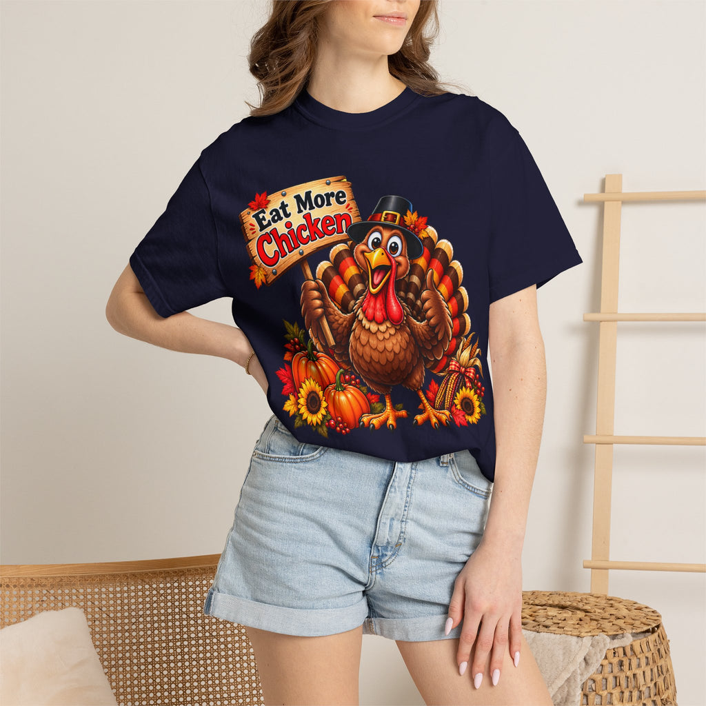 Thanksgiving 'Eat More Chicken' Turkey Tee — Funny Holiday Turkey T-Shirt
