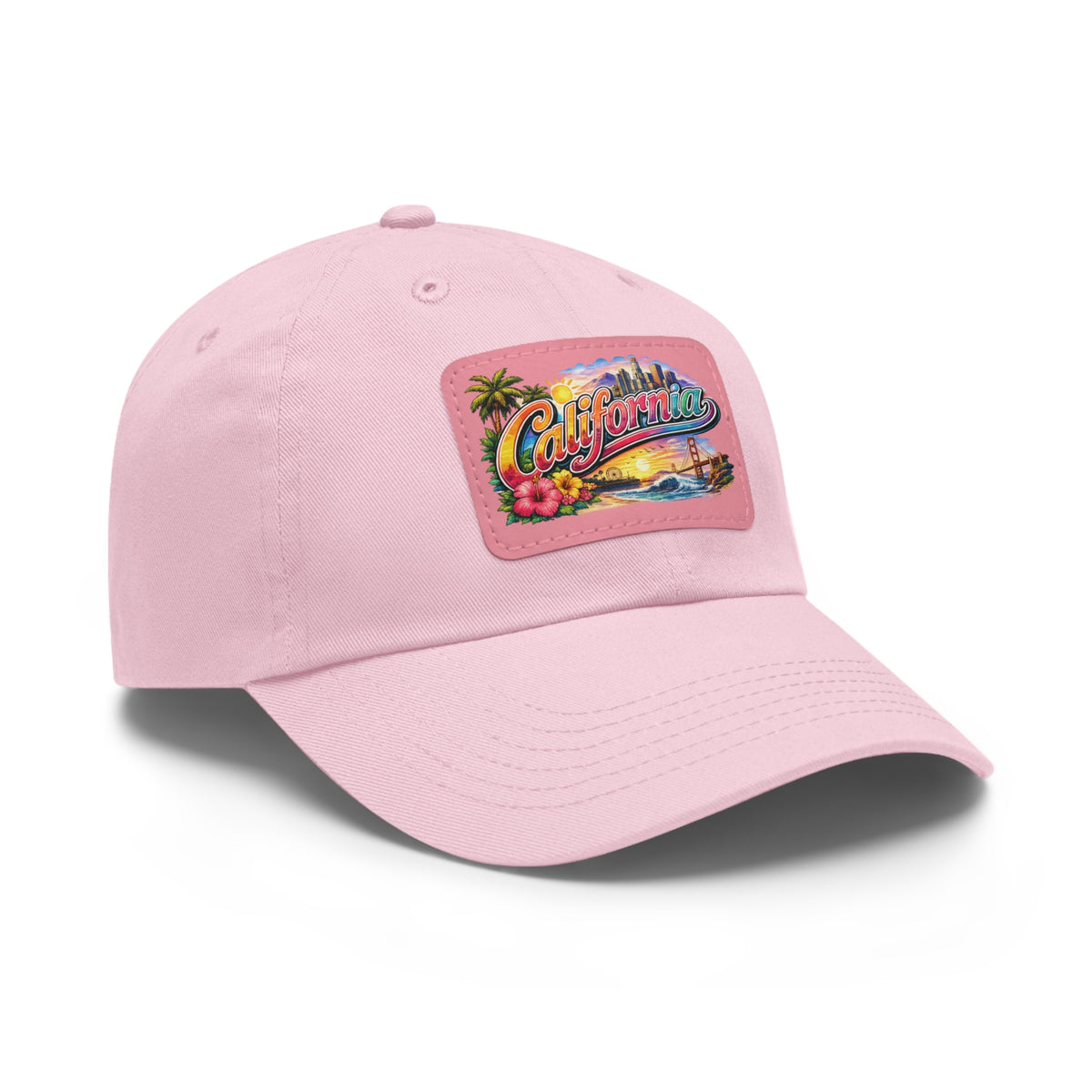 California Beach Patch Dad Hat | Leather Rectangle Patch