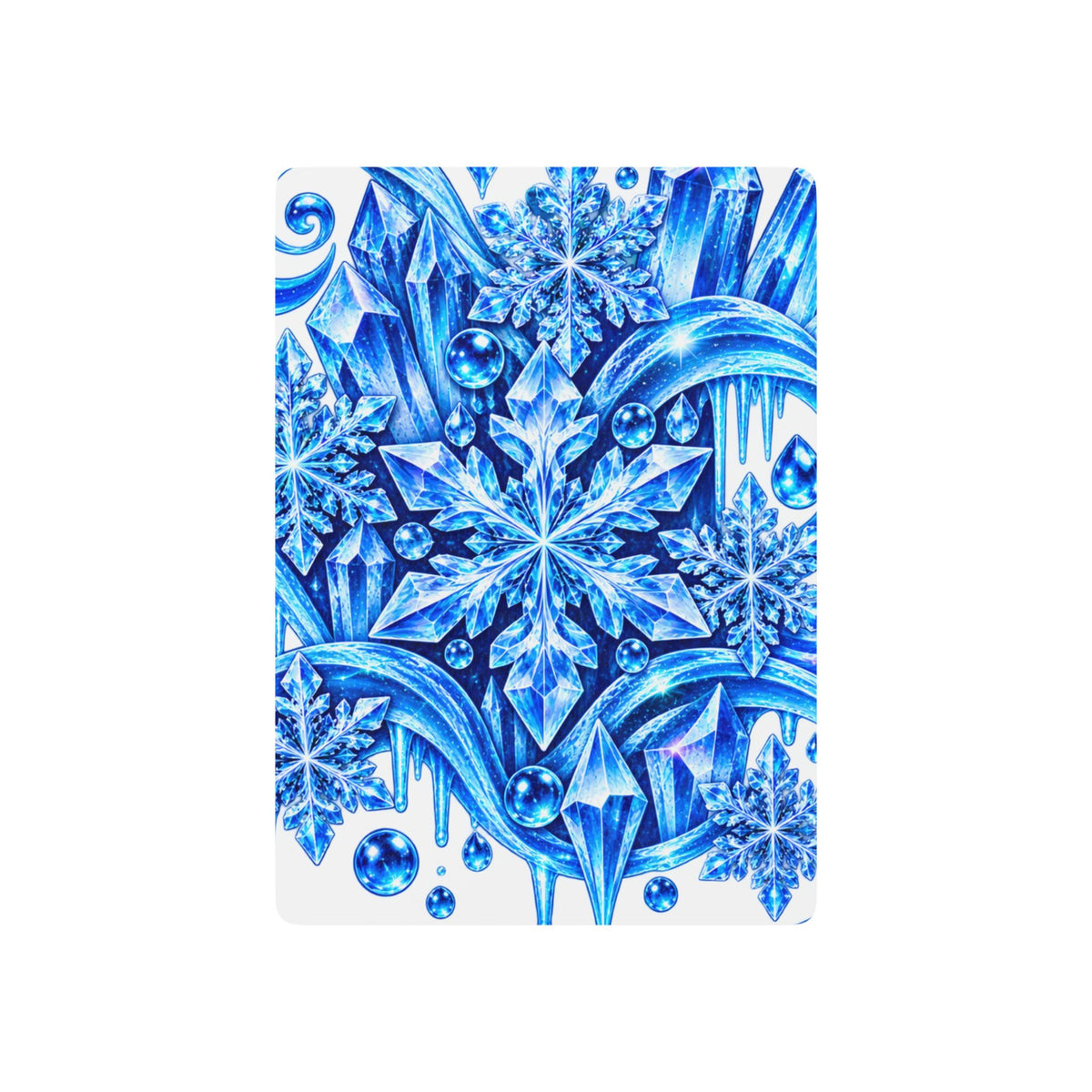 Winter Snowflake Poker Playing Cards — Blue Icicle Design