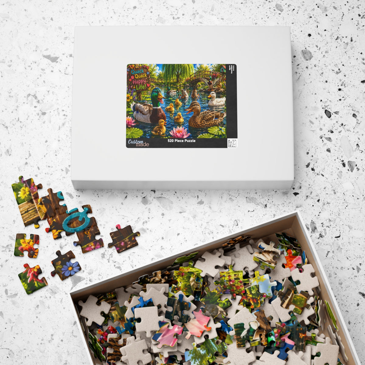 Duck Family Jigsaw Puzzle – "Quack Quack Happy Life" Scenic Pond Puzzle (110–1014 pcs)