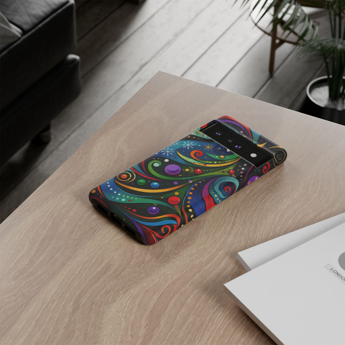 Colorful Swirl Christmas Tree Tough Phone Case