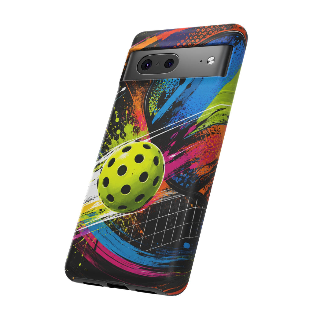 Pickleball Phone Case – Neon Paddle & Ball Splash Tough Case