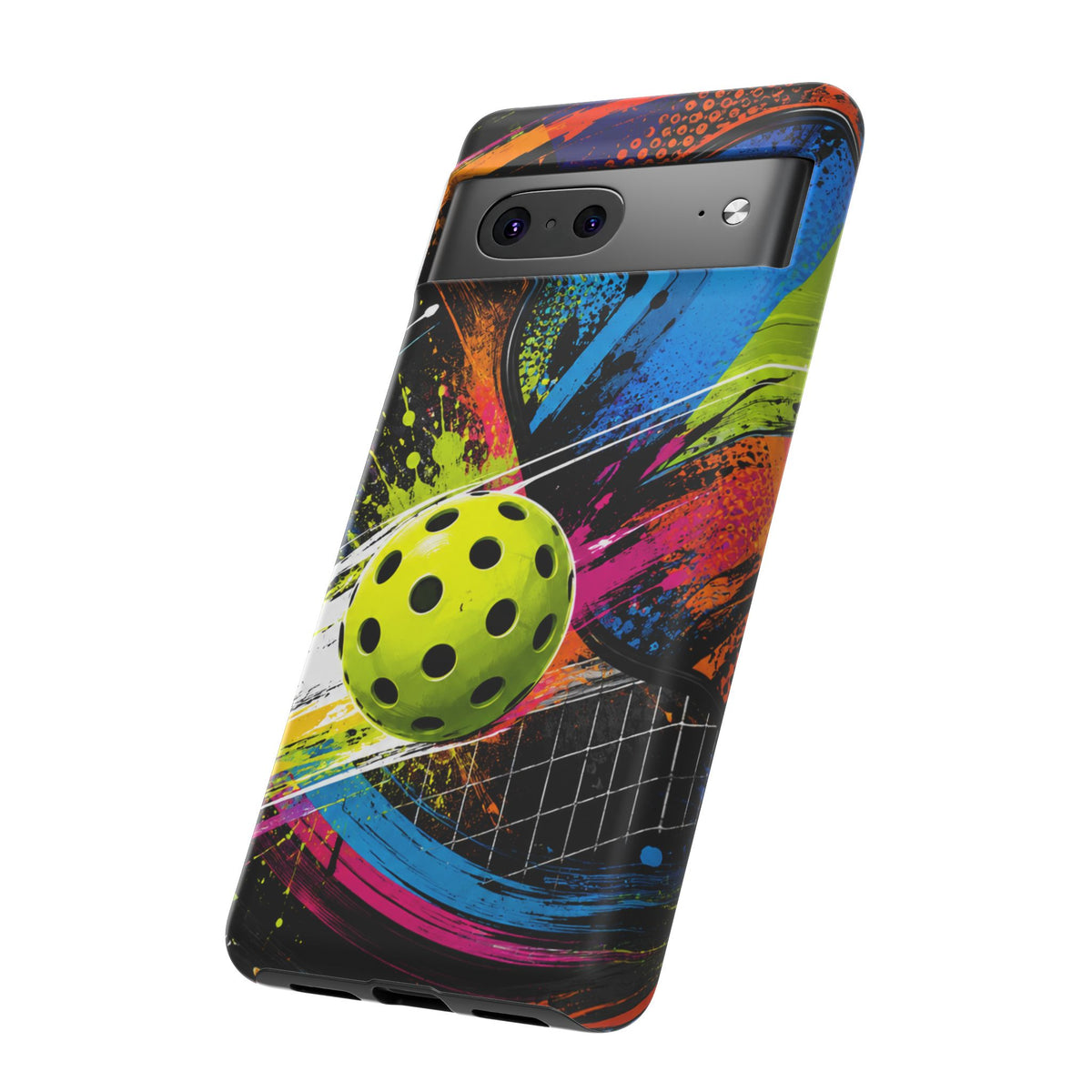 Pickleball Phone Case – Neon Paddle & Ball Splash Tough Case
