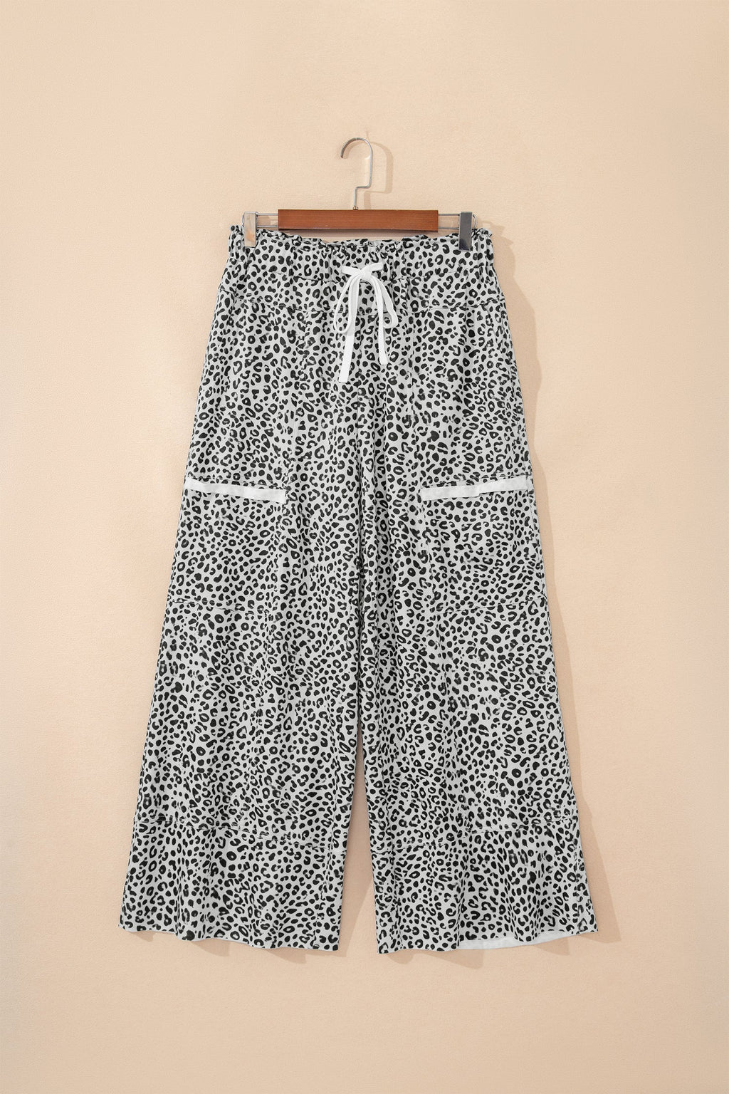 Leopard Terry Knit Wide Leg Pants
