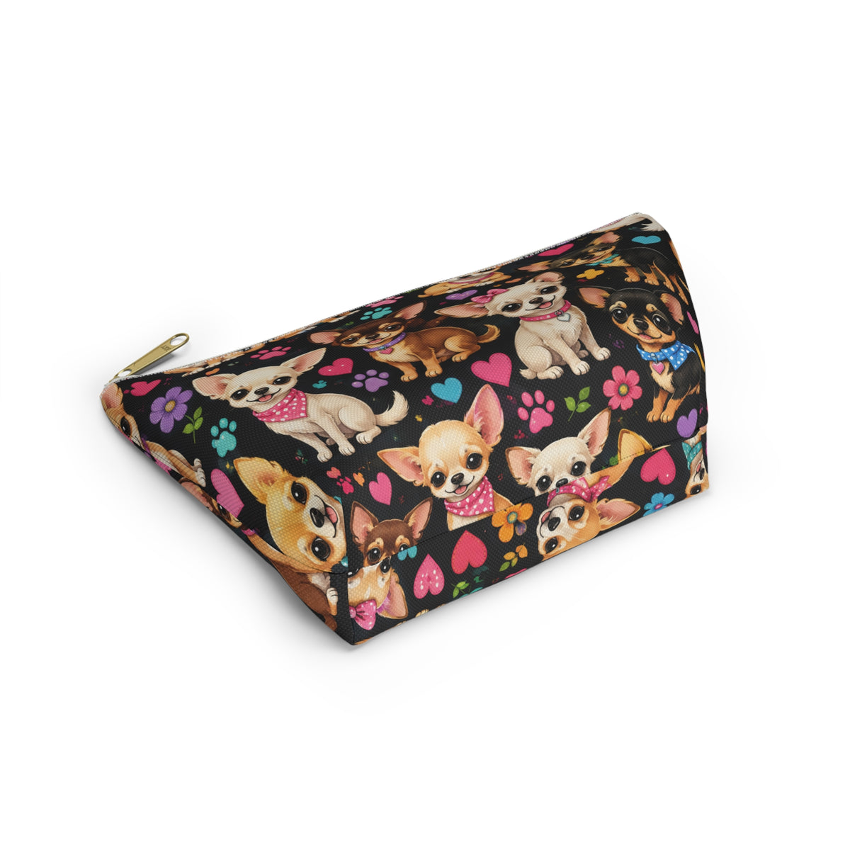 Chihuahua Pattern Accessory Pouch | T-Bottom Cosmetic Bag