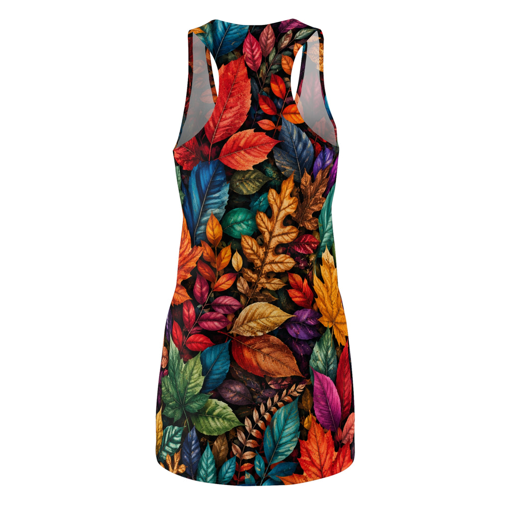Autumn Jewel Racerback Dress — Colorful Leaf All-Over Print