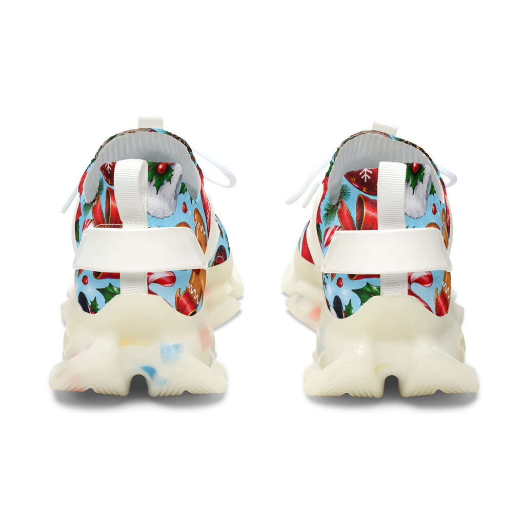 Christmas Ornaments Print Women's Mesh Sneakers — Holiday Holiday-Pattern Athletic Shoes