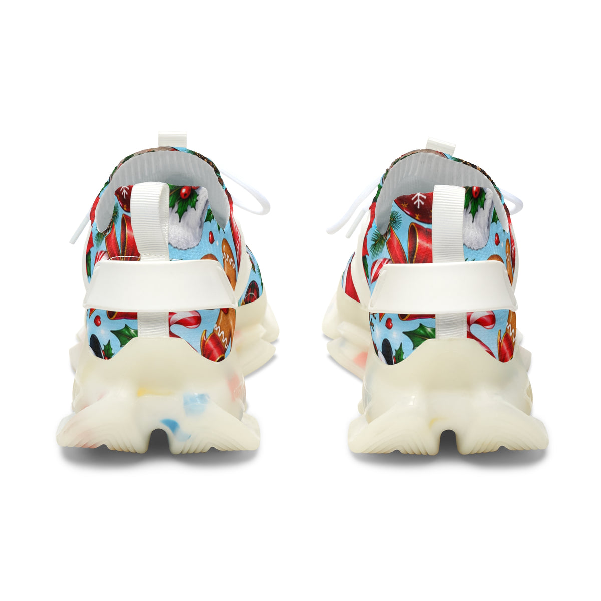 Christmas Ornaments Print Women's Mesh Sneakers — Holiday Holiday-Pattern Athletic Shoes