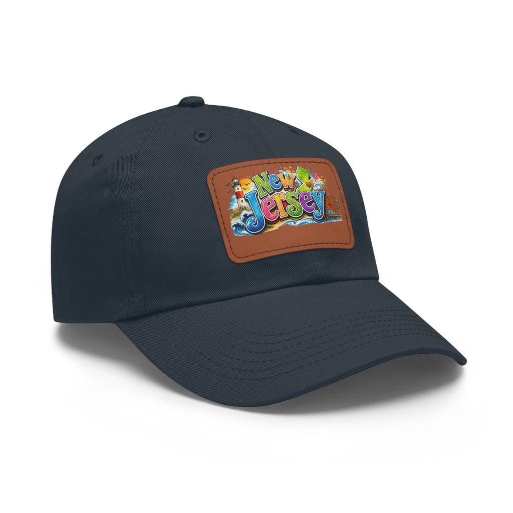 New Jersey Patch Logo Dad Hat | Leather Rectangle Patch