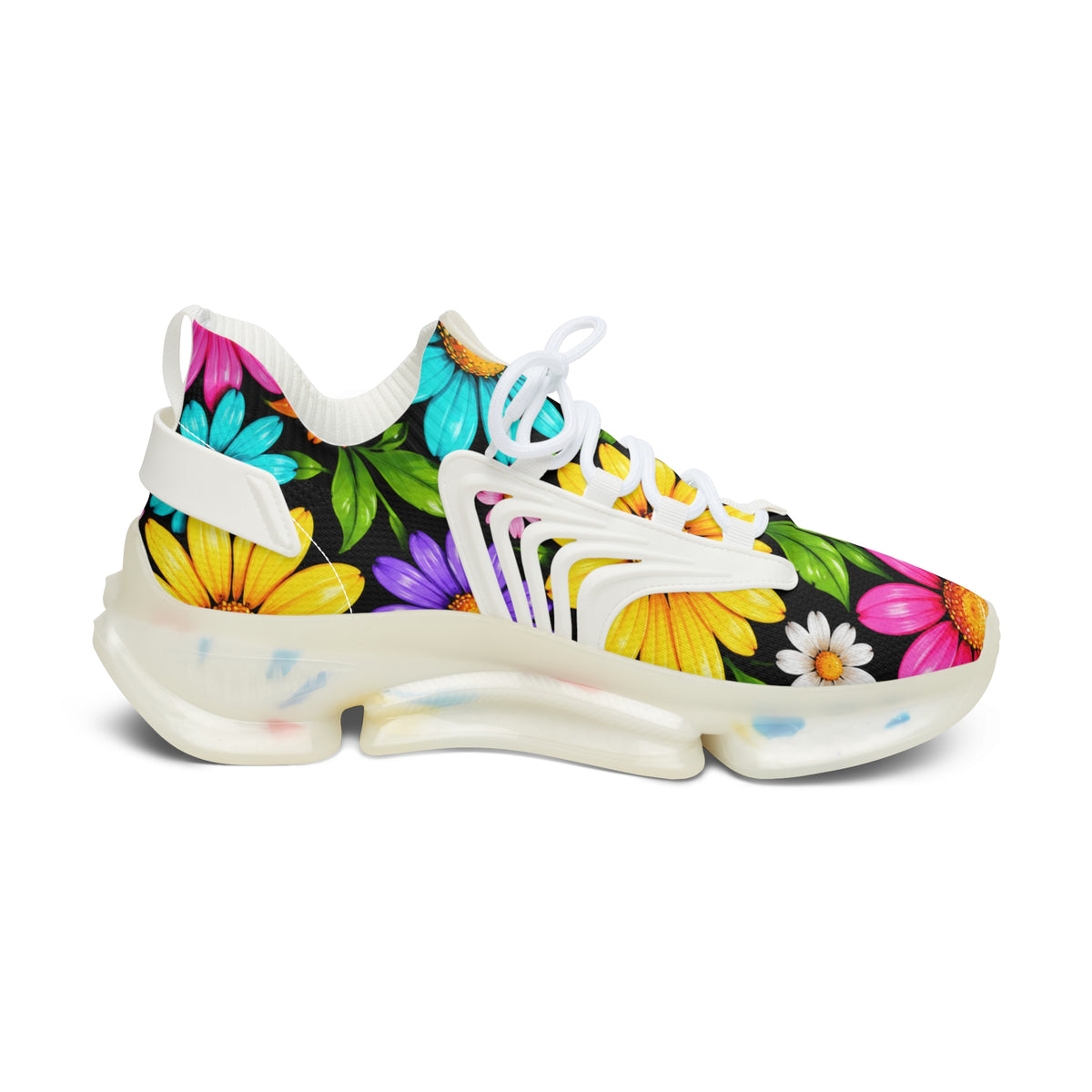 Women's Floral Mesh Sneakers — Colorful Daisy Athletic Shoes