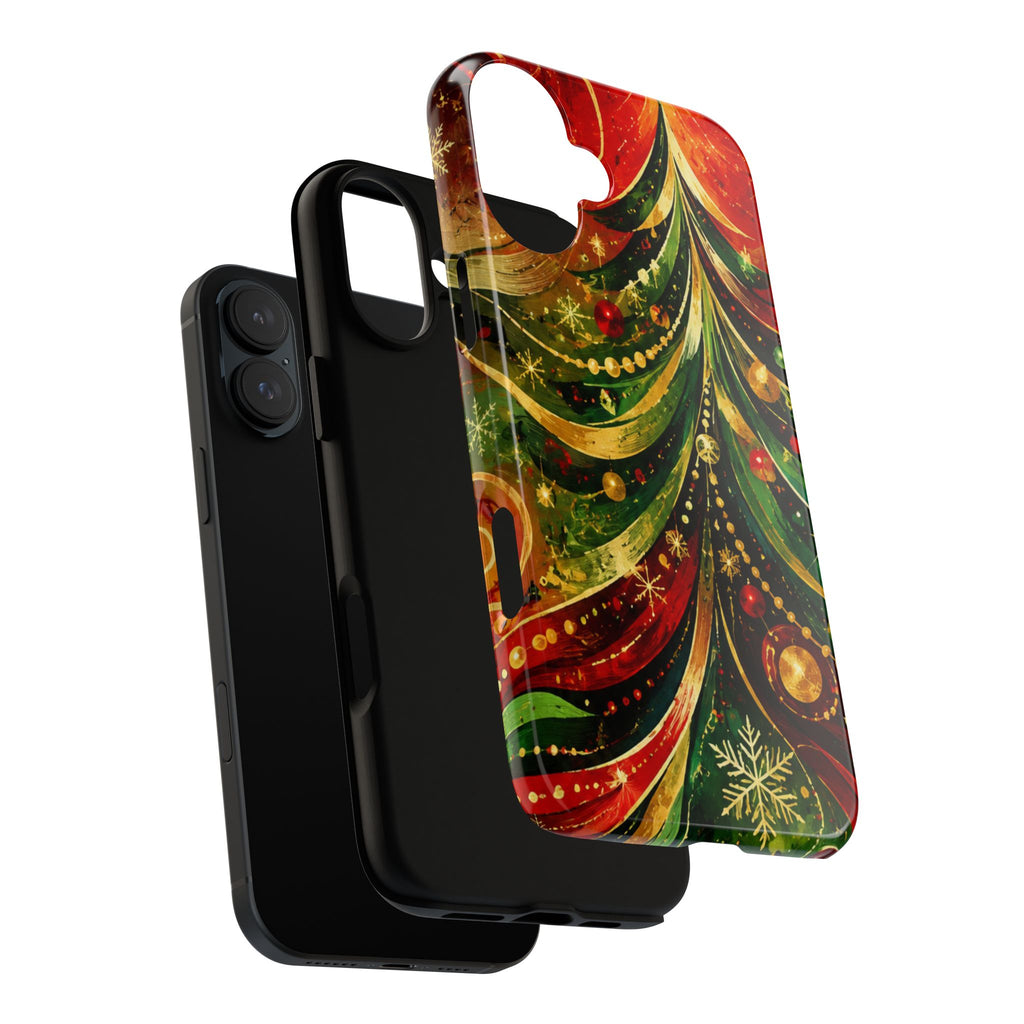 Christmas Tree Tough Phone Case — Festive Red & Green Holiday Phone Cover