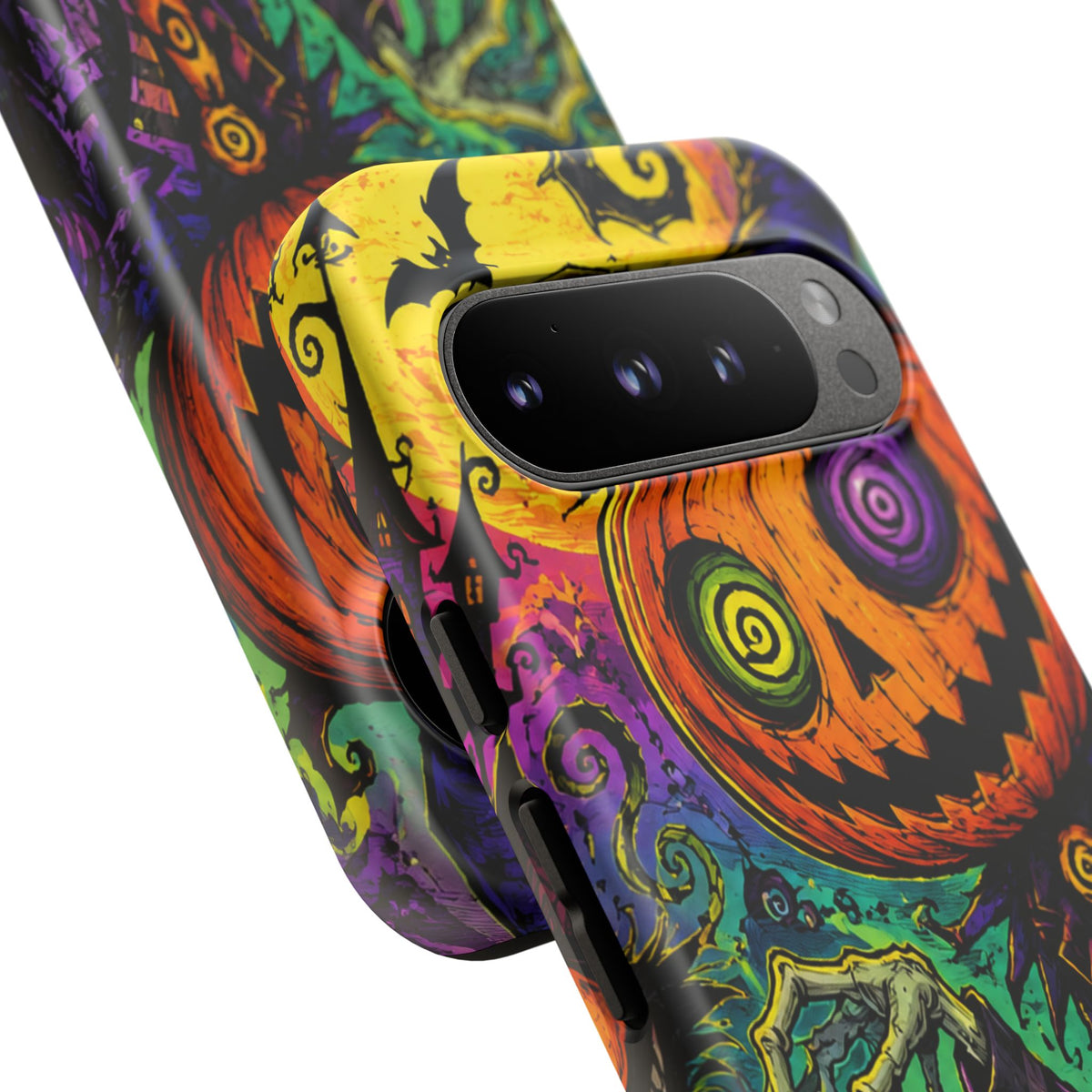 Halloween Pumpkin Skull Phone Case — Psychedelic Jack-o'-Lantern Tough Case