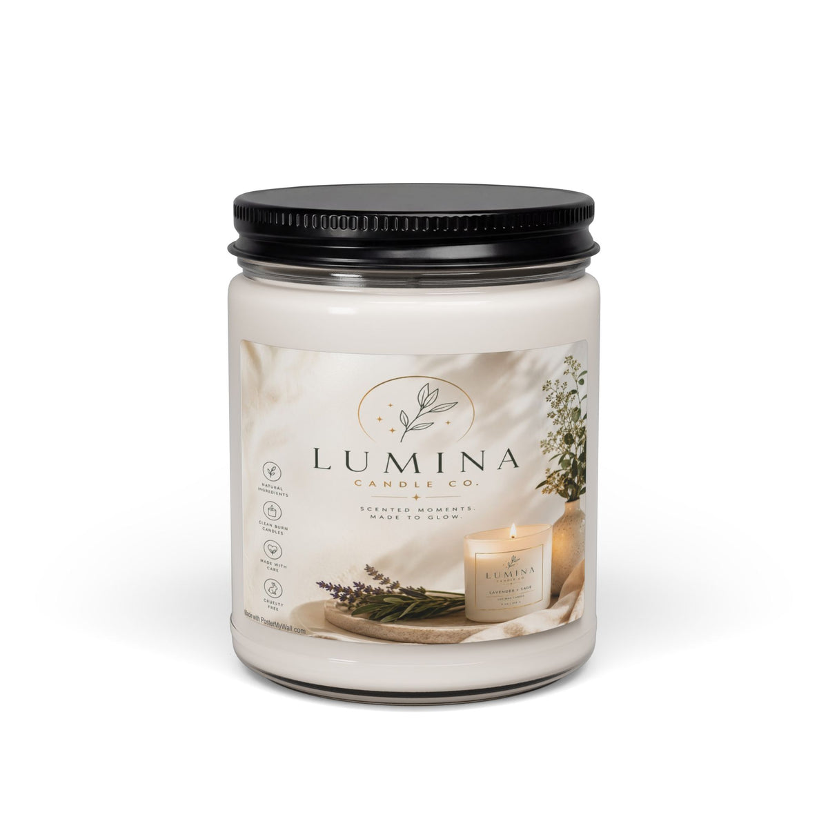 Lumina Botanical Soy Candle, 9oz Glass Jar | Natural Scented Candle
