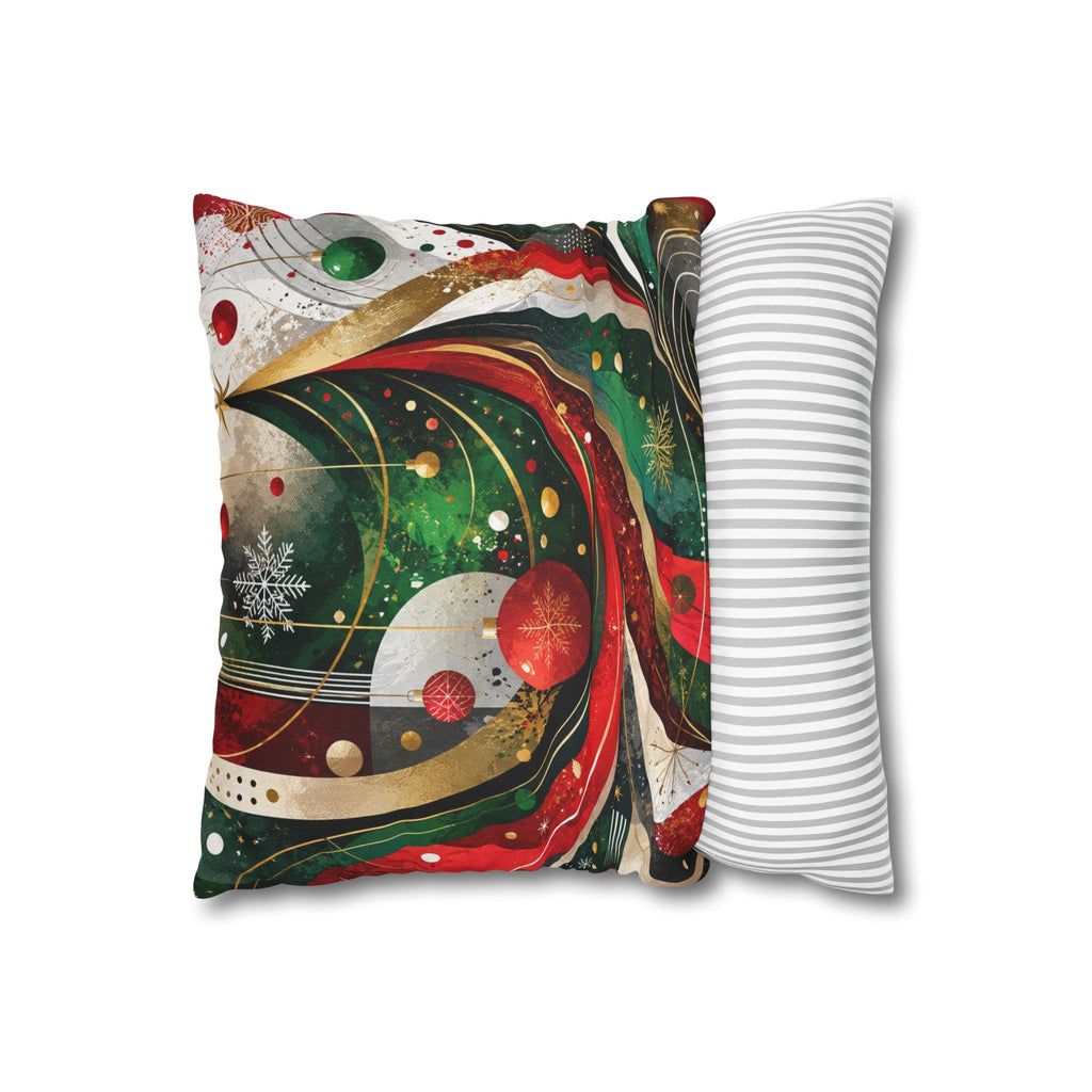 Holiday Swirl Decorative Pillow - Festive Red & Green Christmas Throw