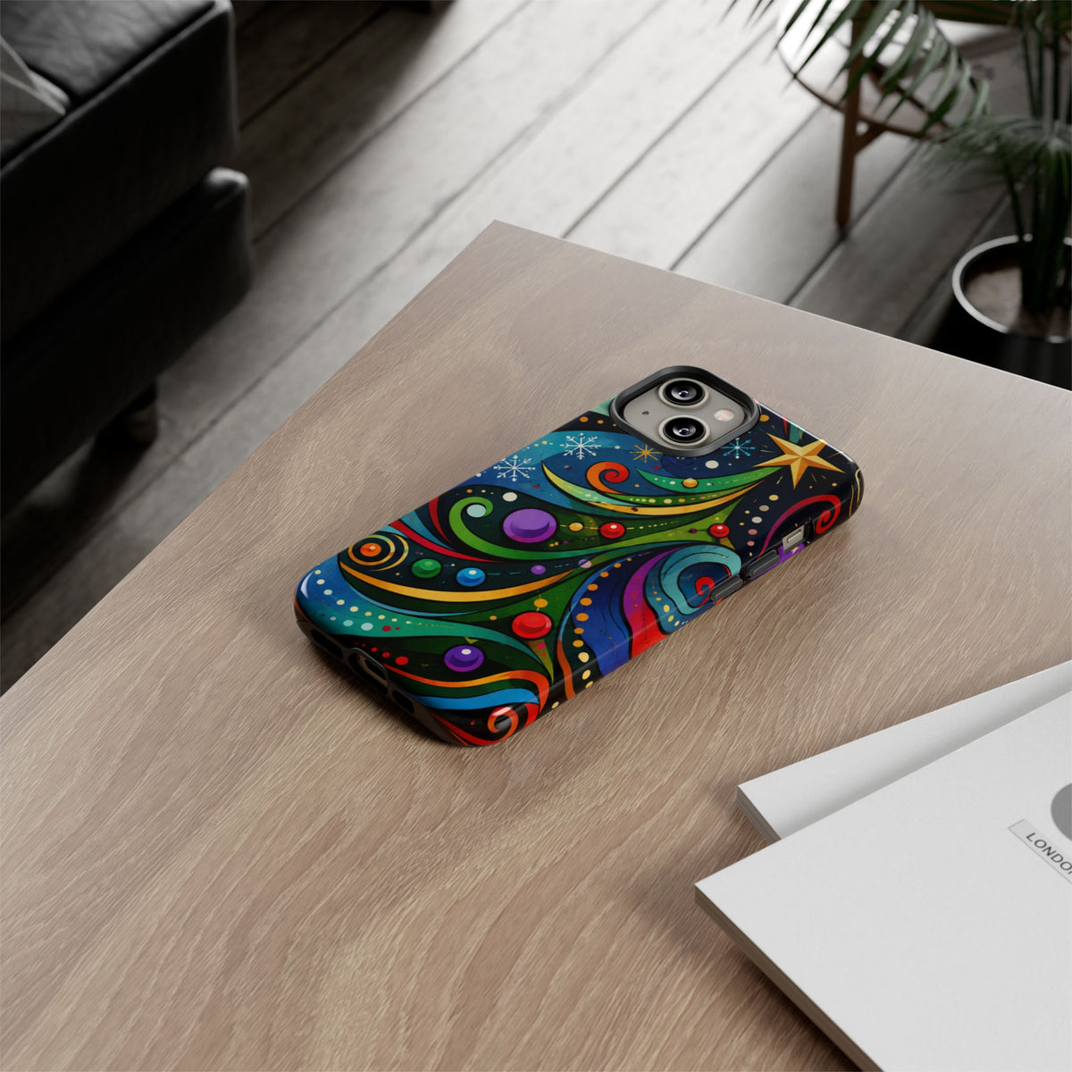 Colorful Swirl Christmas Tree Tough Phone Case