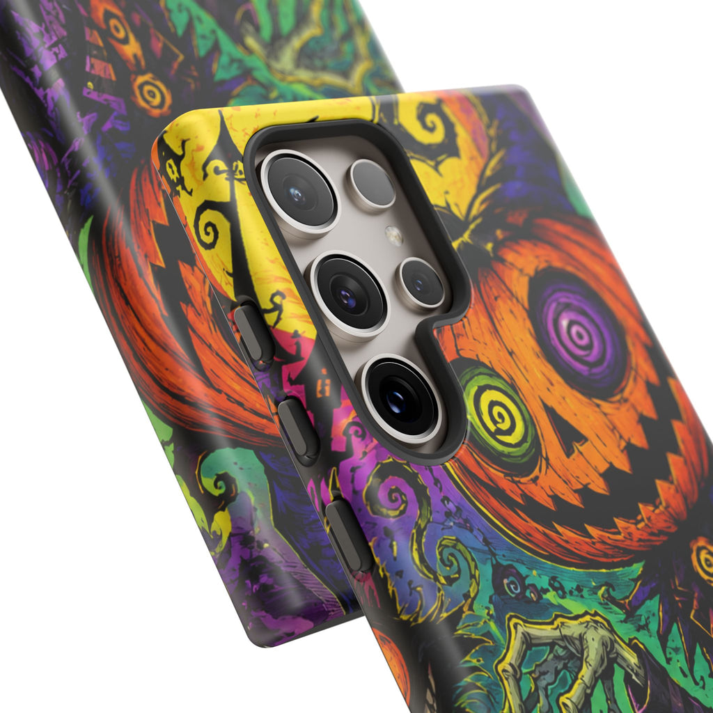 Halloween Pumpkin Skull Phone Case — Psychedelic Jack-o'-Lantern Tough Case
