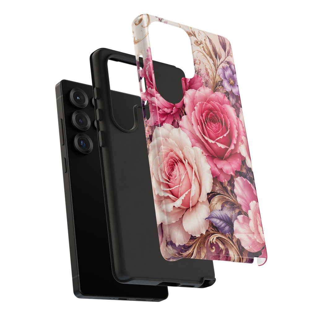 Pink Vintage Roses phone case | floral iPhone cover