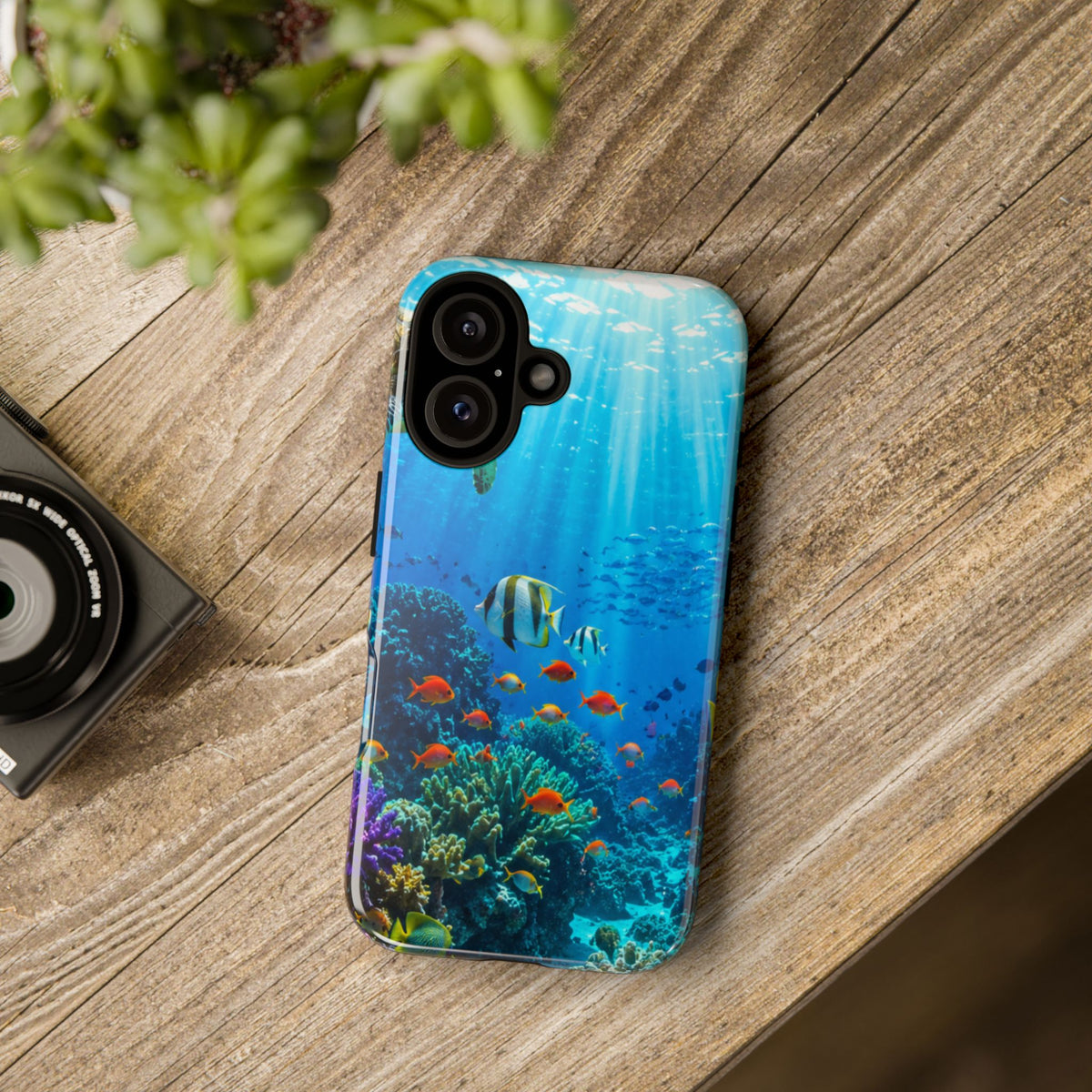 Underwater Ocean Life Tough Phone Case — Coral Reef & Sea Turtle Protective Cover