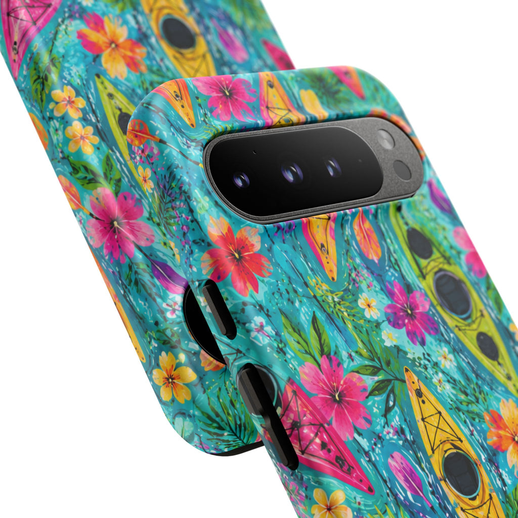 Tropical Kayak Phone Case – Colorful Floral Waterproof Pattern