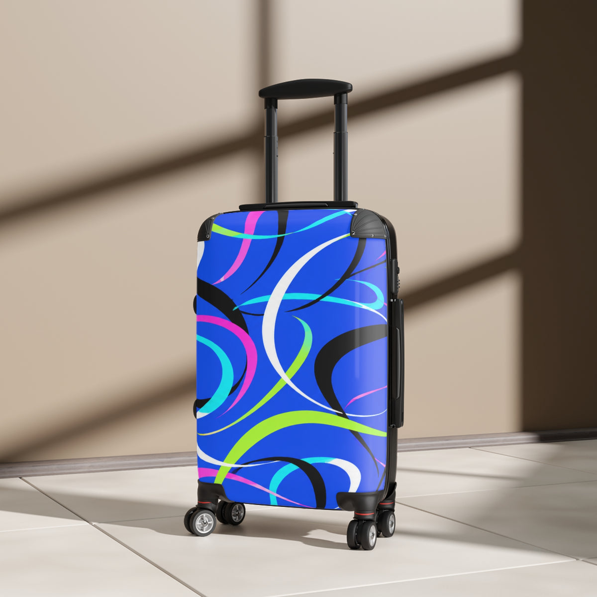 Blue Swirl Carry-On Suitcase – Colorful Modern Travel Luggage