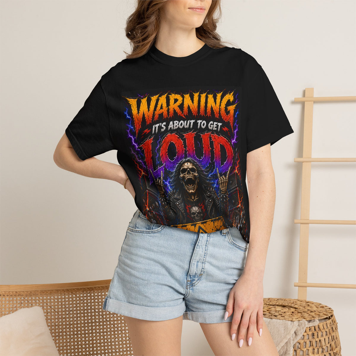 Warning It's About to Get Loud shirt | Skull Rock Metal Tee