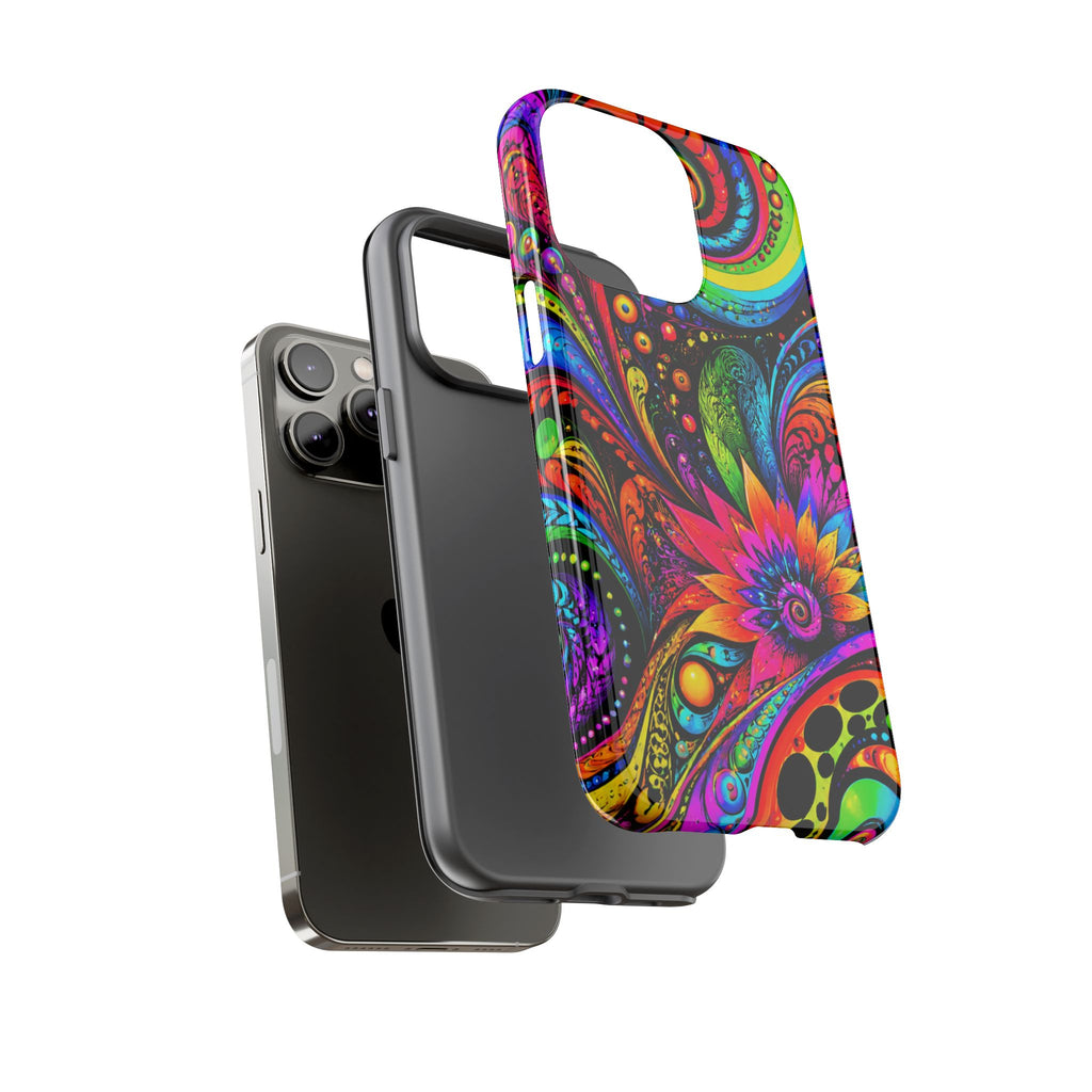 Psychedelic Floral Phone Case — Vibrant Swirl Tough Protective Cover