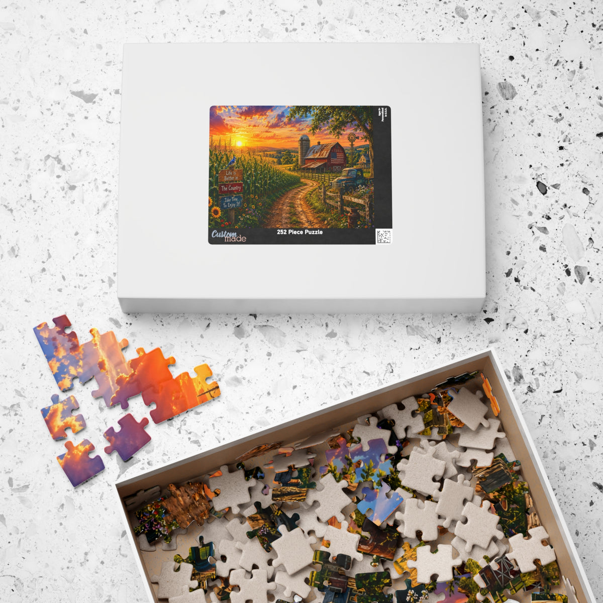 Country Sunrise Farm Puzzle — Scenic Barn Landscape Jigsaw (110–1014 pcs)