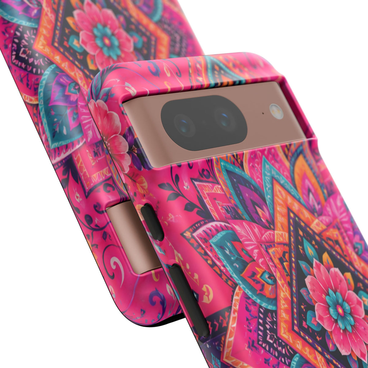 Floral Mandala Tough Phone Case — Pink Boho Protective Cover