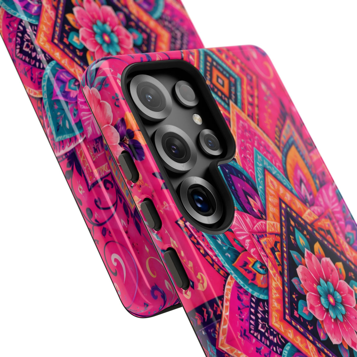 Floral Mandala Tough Phone Case — Pink Boho Protective Cover