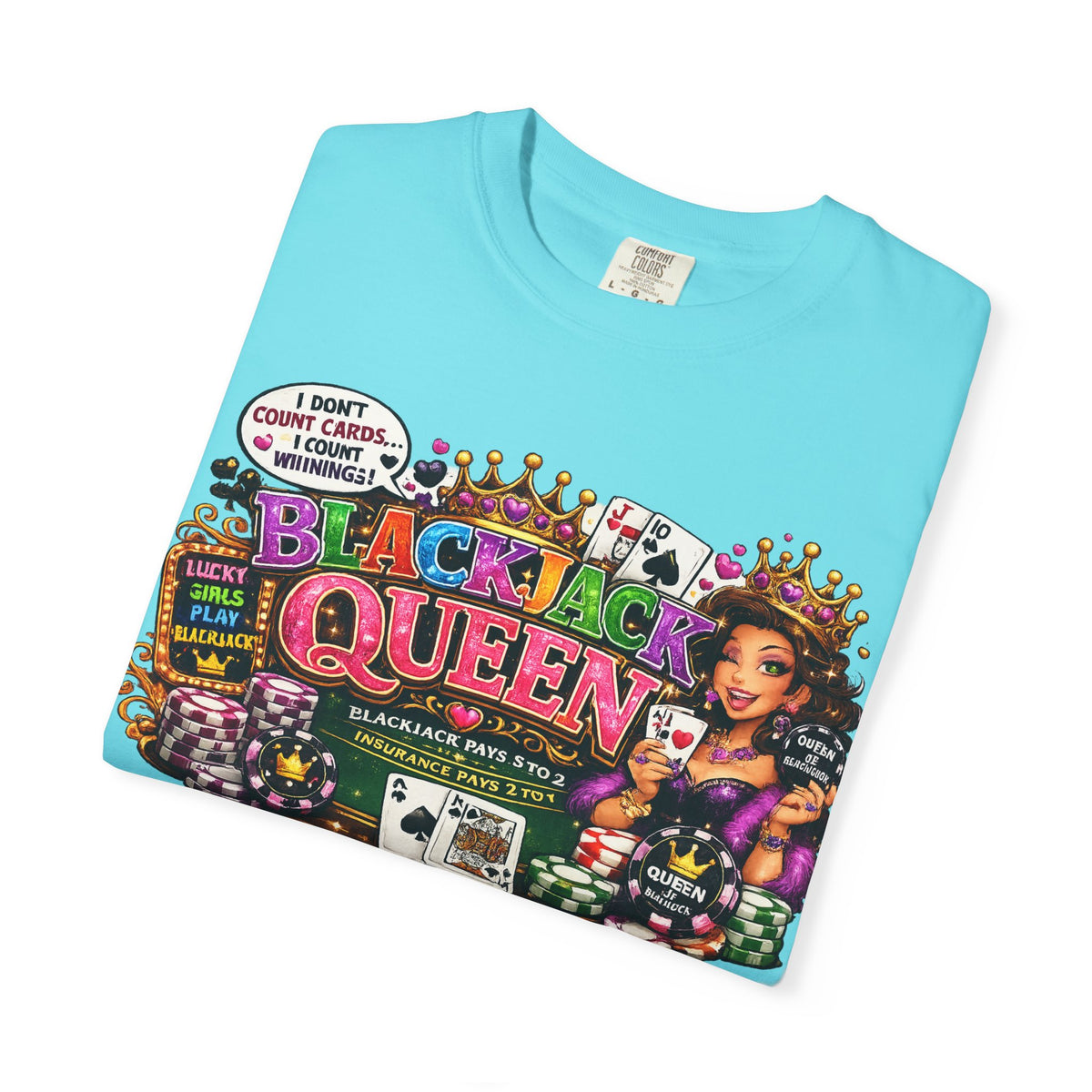 Blackjack Queen T-shirt | Casino Card Dealer Illustration