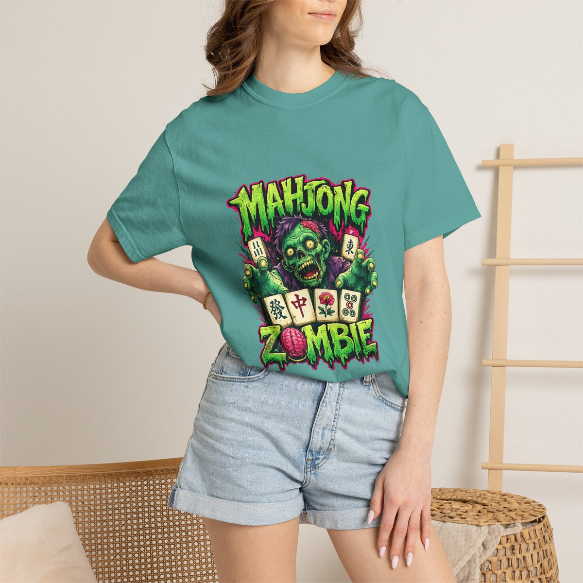 Mahjong Zombie T-shirt | Zombie Mahjong Tiles Graphic Tee