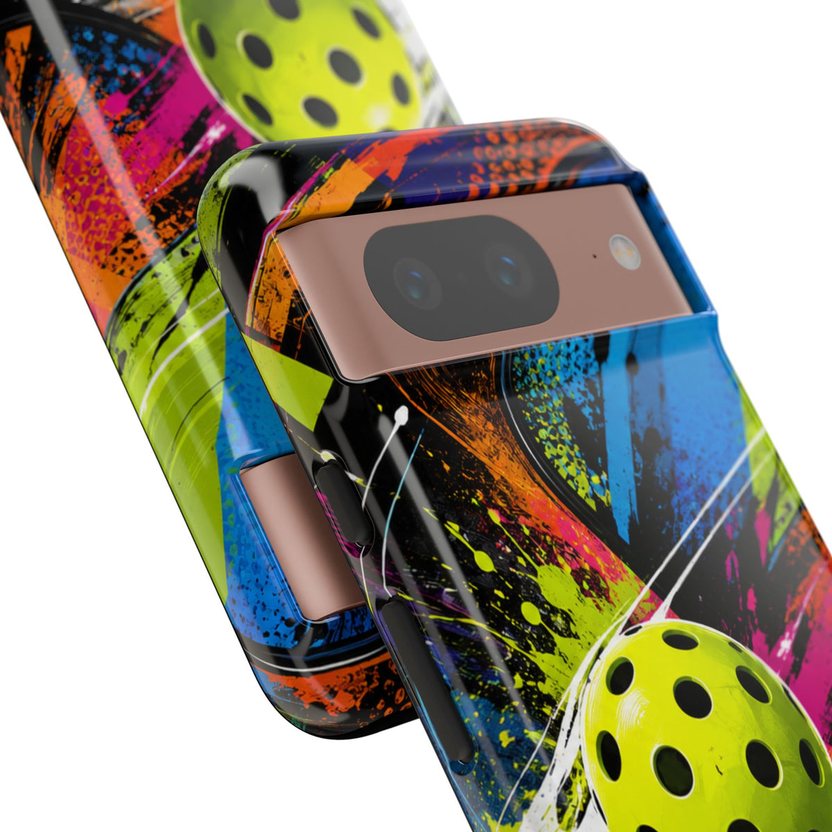 Pickleball Phone Case – Neon Paddle & Ball Splash Tough Case