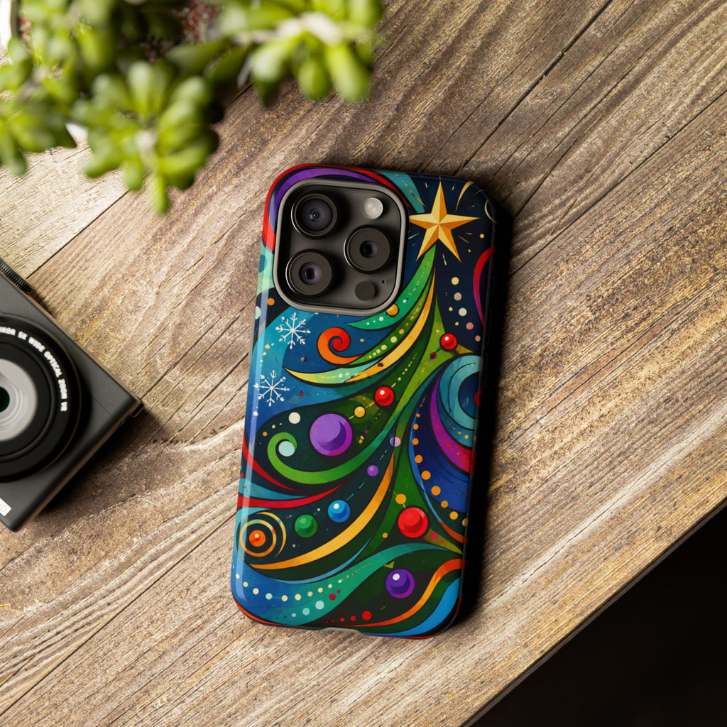 Colorful Swirl Christmas Tree Tough Phone Case