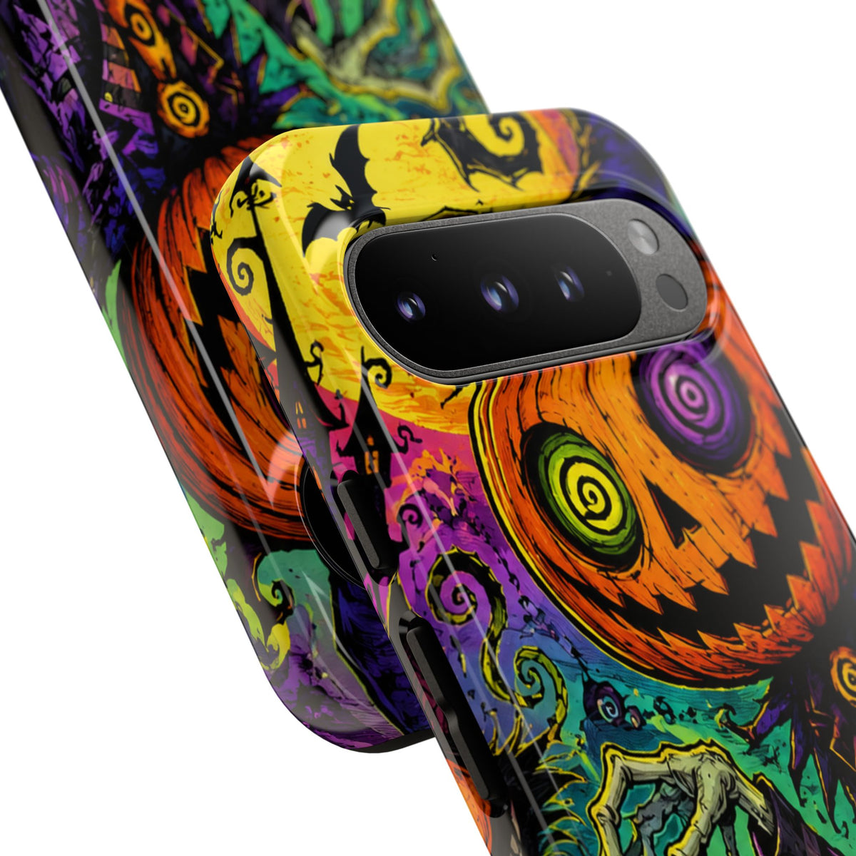 Halloween Pumpkin Skull Phone Case — Psychedelic Jack-o'-Lantern Tough Case