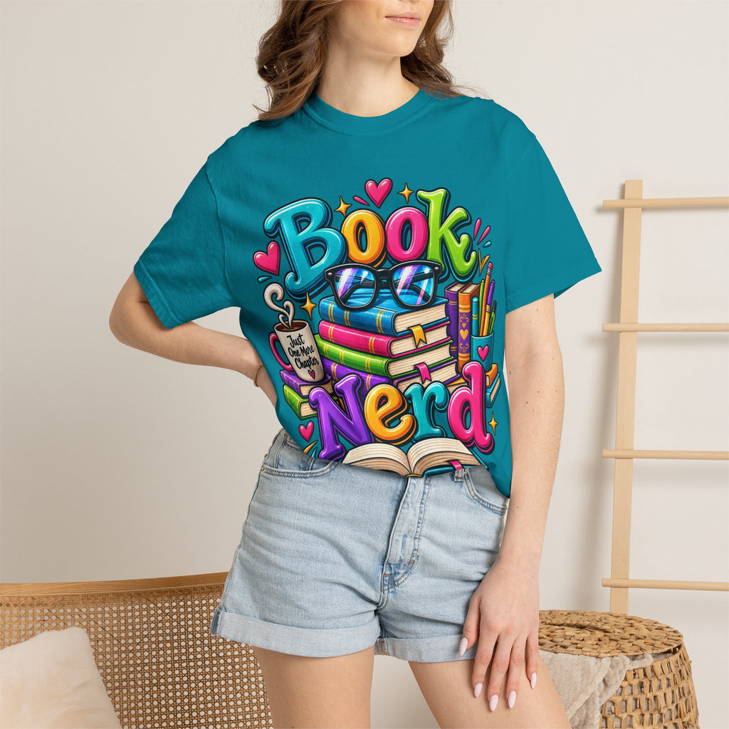 Book Nerd T-Shirt | Colorful Stacked Books Illustration