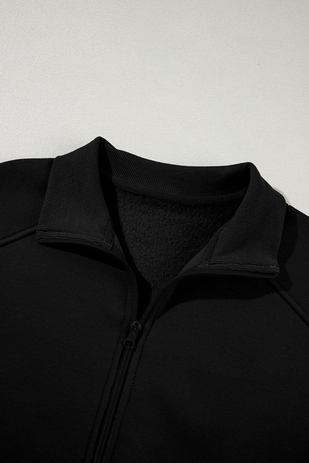 Solid Zip-Up Jacket and Drawstring Pants Set