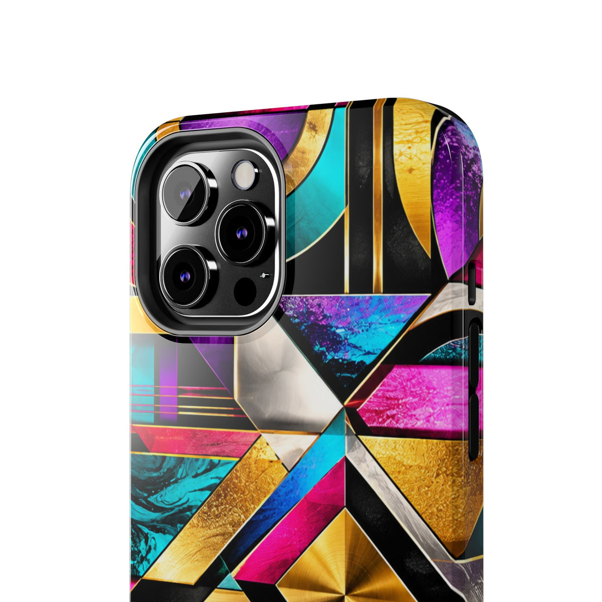 Geometric Art Deco Tough Phone Case — Vibrant Gold, Teal & Magenta Pattern