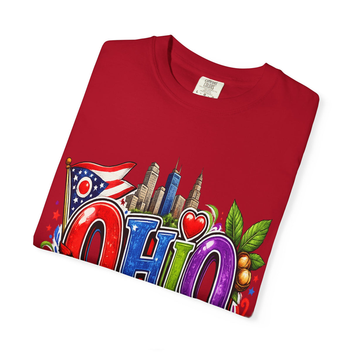 Ohio State Skyline Graphic T-shirt | State Flag Floral Design