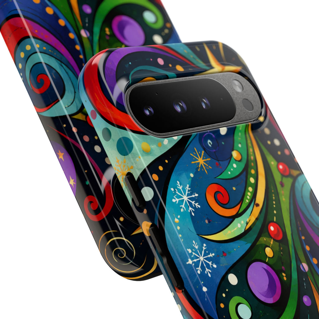 Colorful Swirl Christmas Tree Tough Phone Case
