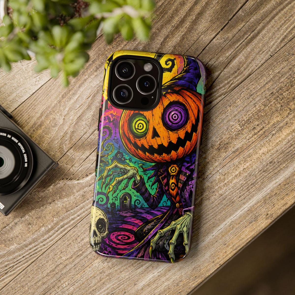 Halloween Pumpkin Skull Phone Case — Psychedelic Jack-o'-Lantern Tough Case