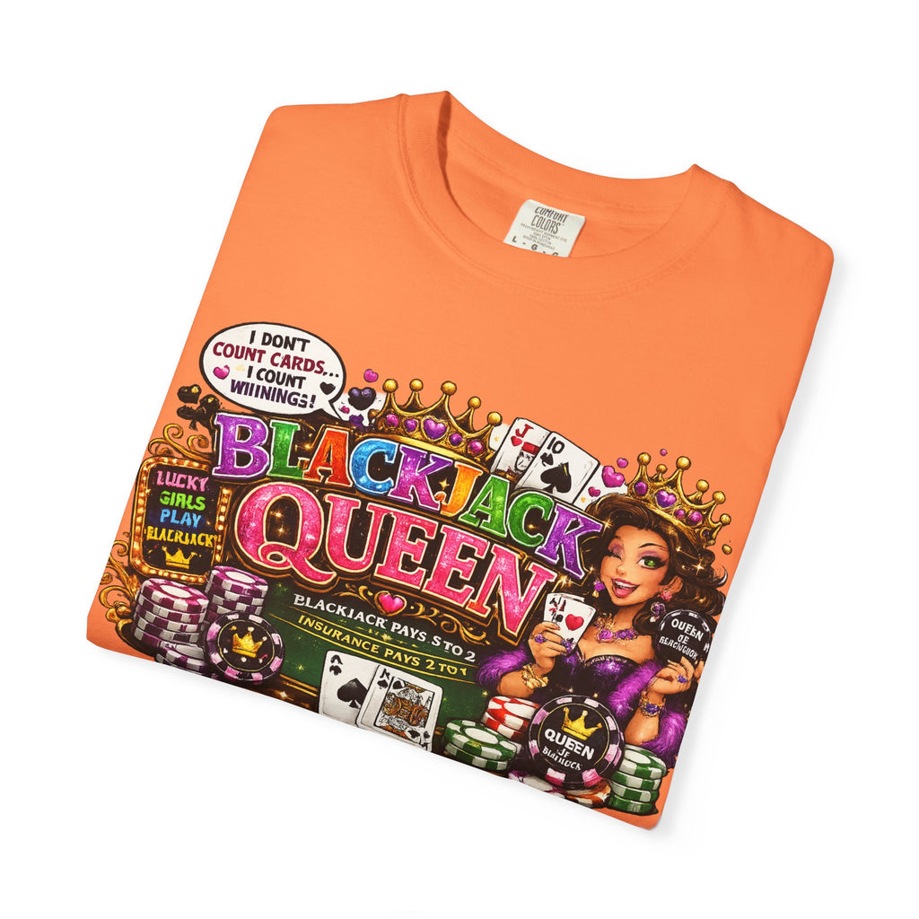 Blackjack Queen T-shirt | Casino Card Dealer Illustration
