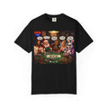 Poker Night Holiday T‑Shirt — Santa, Jesus & Bunny at the Poker Table Graphic Tee