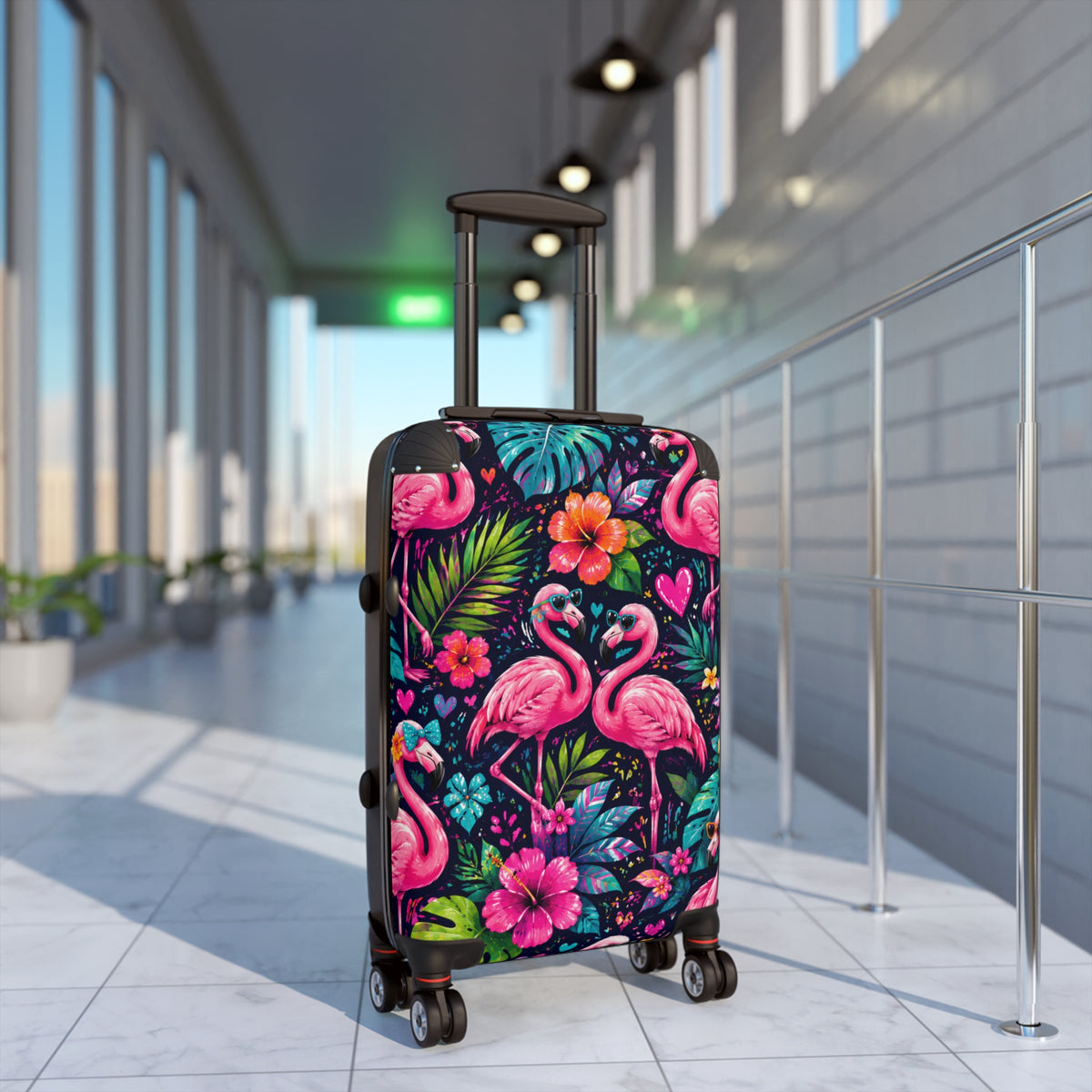 Flamingo Tropical Carry-On Suitcase – Vibrant Pink Flamingos & Hibiscus Luggage