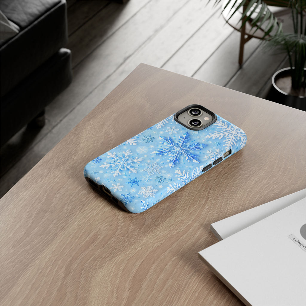 Winter Snowflake Tough Phone Case — Blue Holiday Protective Cover