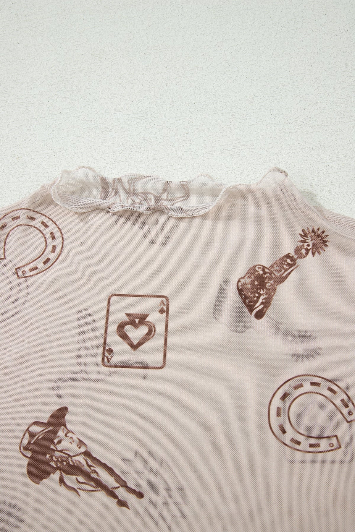 Western & Leopard Mesh Short Sleeve Top
