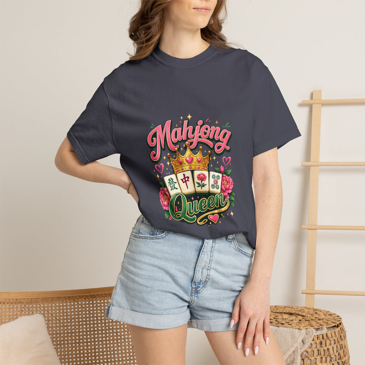 Mahjong Queen T-shirt | Mahjong Tiles Floral Design