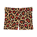Leopard Print Women's Active Shorts — Red Accent Animal Print Bike Shorts